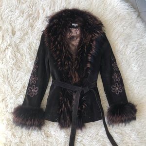 NWOT Cache Fur and Suede Coat